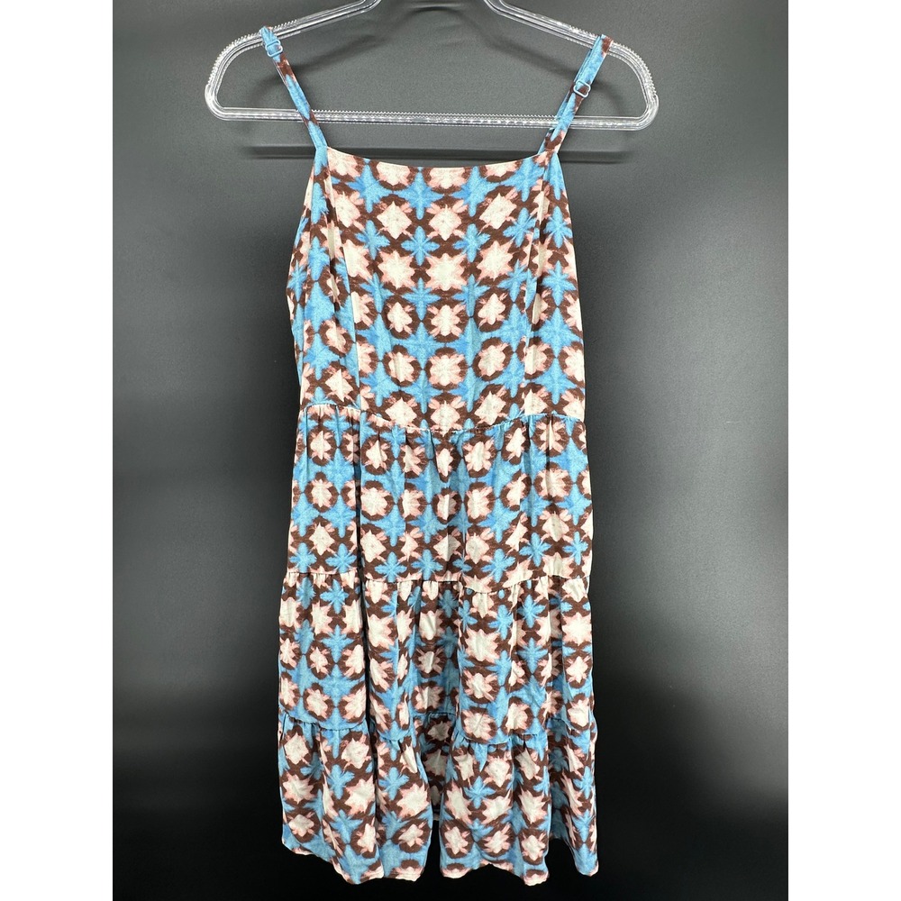 LOFT Smocked Floral Midi Dress Size 8 Blue Brown Boho Cottagecore‎ Summer